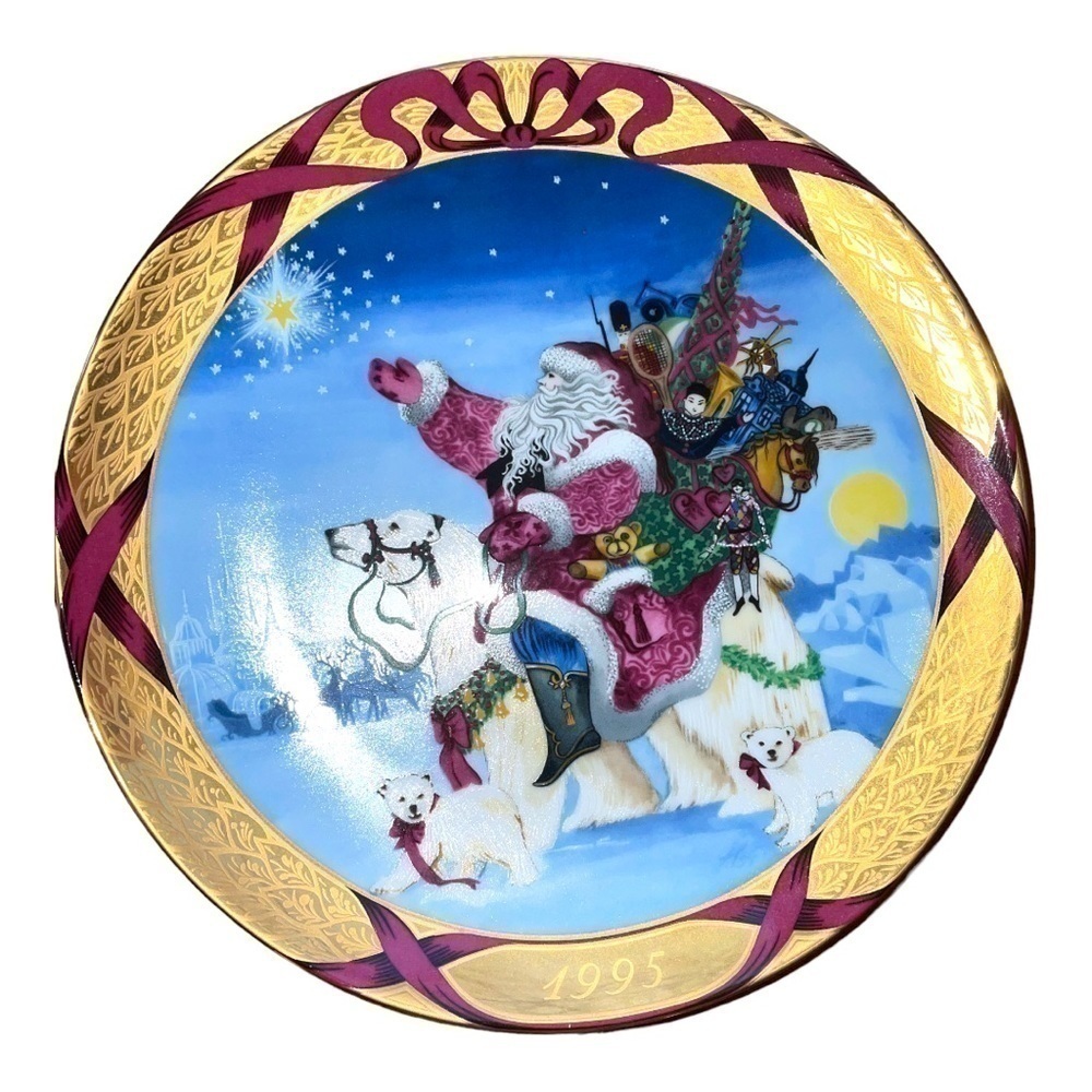 𝅺DECORATIVE plate, Christmas Around the World, 1995, Santa in Greenland, EUC